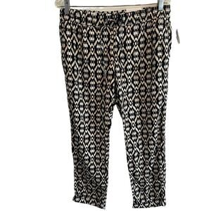 NWT Old Navy Linen Blend Patterned Pull on Pants M Pockets